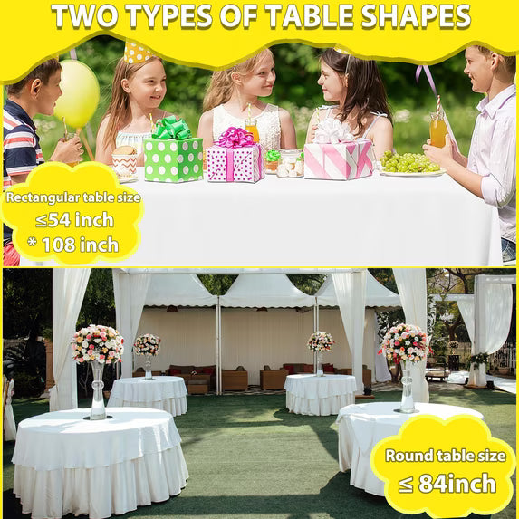 Mitzzllc Plastic Table Cloth Disposable 8 Pack,54 x 108 Inch Leakproof & Sturdy Decorative Tablecloths,Waterproof White Rectangle Table Cover