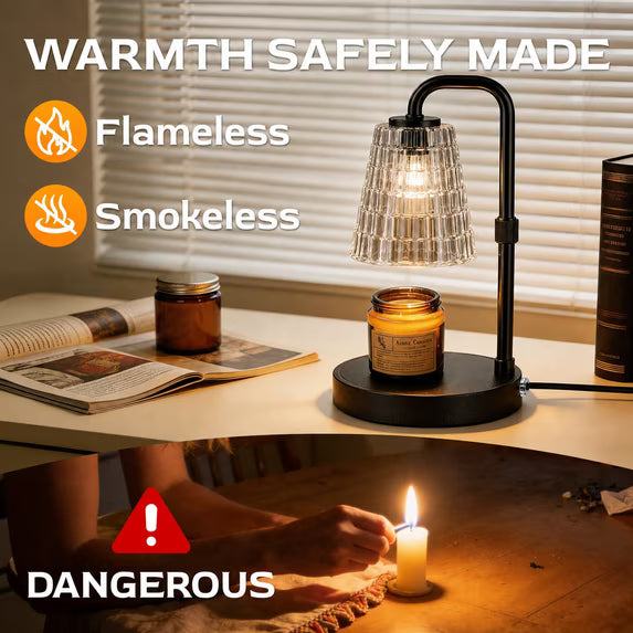 Mitzzllc Candle Warmer Lamp with Timer,Dimmer and Adjustable Height for Large Jar Candles,Includes 2 GU10 Bulbs