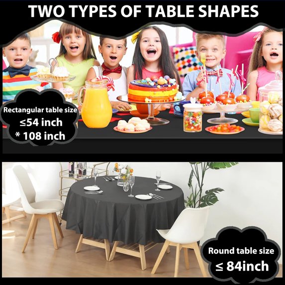 Mitzzllc Plastic Table Cloth Disposable 8 Pack,54 x 108 Inch Leakproof & Sturdy Decorative Tablecloths,Waterproof Rectangle White Plastic Table Cover