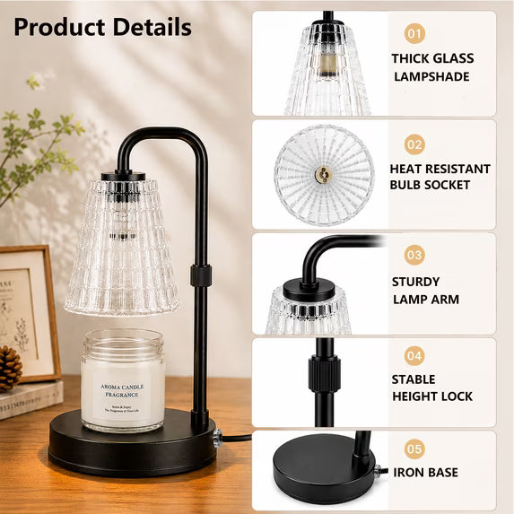 Mitzzllc Candle Warmer Lamp with Timer,Dimmer and Adjustable Height for Large Jar Candles,Includes 2 GU10 Bulbs