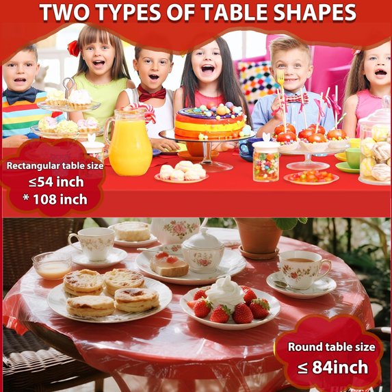 Mitzzllc Plastic Table Cloth Disposable 8 Pack,54 x 108 inch Leakproof & Sturdy Decorative Tablecloths,Rectangle Red Plastic Table Cover