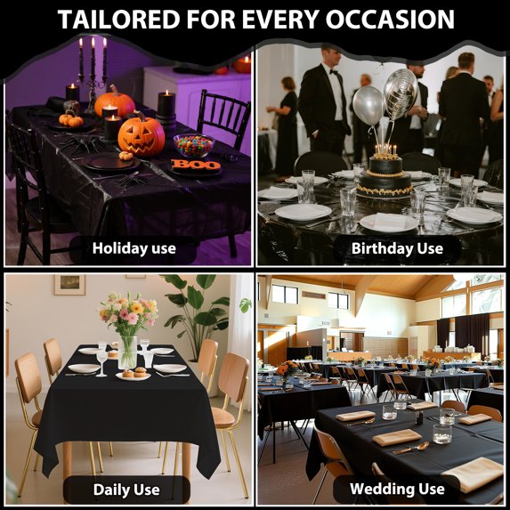 Mitzzllc Plastic Table Cloth Disposable 8 Pack,54 x 108 Inch Leakproof & Sturdy Decorative Tablecloths,Waterproof Rectangle White Plastic Table Cover