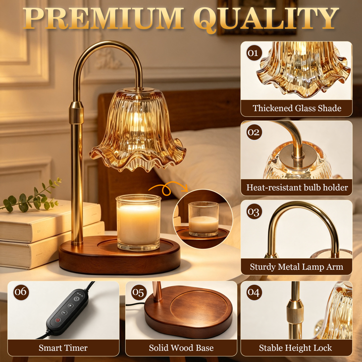 Mitzzllc Electric Candle Warmer Lamp with Timer & Dimmer,Adjustable Height,Fits Most Jar Candles,Home Decor Gift
