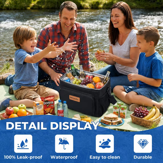 Mitzzllc Insulated Lunch Boxes for Men,Leakproof Lunch Cooler Bag,Large Capacity Reusable Adult Lunch Box for Work,Office and Travel,Thermal Lunch Tote with Adjustable Shoulder Strap.