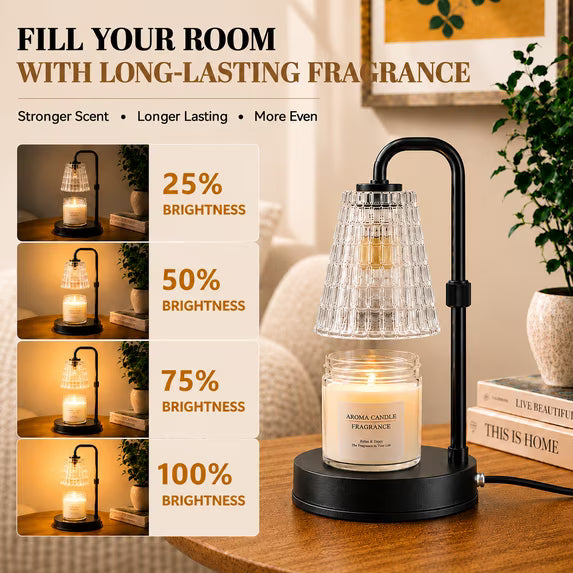 Mitzzllc Candle Warmer Lamp with Timer,Dimmer and Adjustable Height for Large Jar Candles,Includes 2 GU10 Bulbs