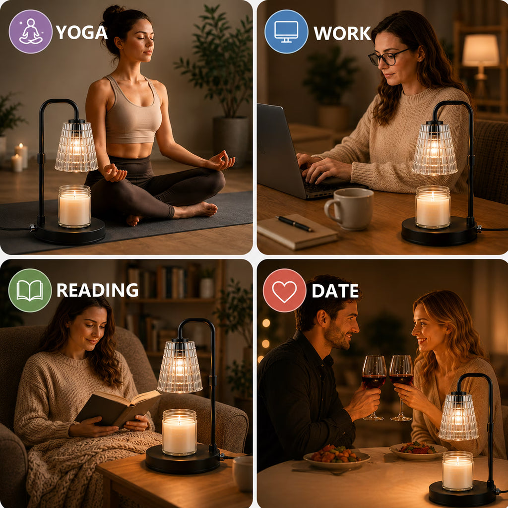 Mitzzllc Candle Warmer Lamp with Timer,Dimmer and Adjustable Height for Large Jar Candles,Includes 2 GU10 Bulbs