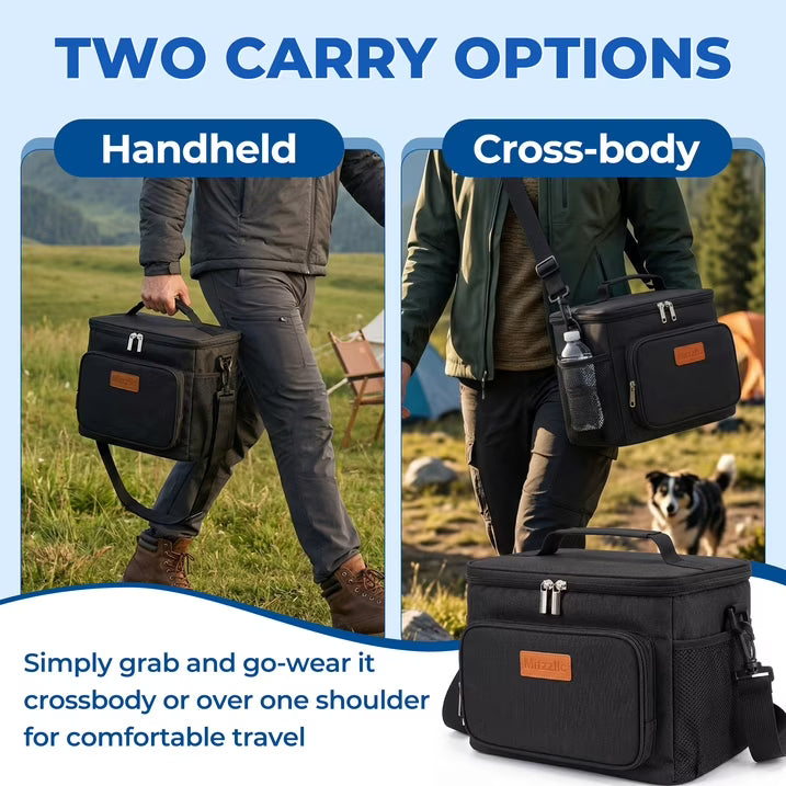 Mitzzllc Insulated Lunch Boxes for Men,Leakproof Lunch Cooler Bag,Large Capacity Reusable Adult Lunch Box for Work,Office and Travel,Thermal Lunch Tote with Adjustable Shoulder Strap.