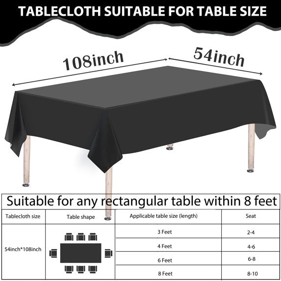 Mitzzllc Plastic Table Cloth Disposable 8 Pack,54 x 108 Inch Leakproof & Sturdy Decorative Tablecloths,Waterproof Rectangle White Plastic Table Cover